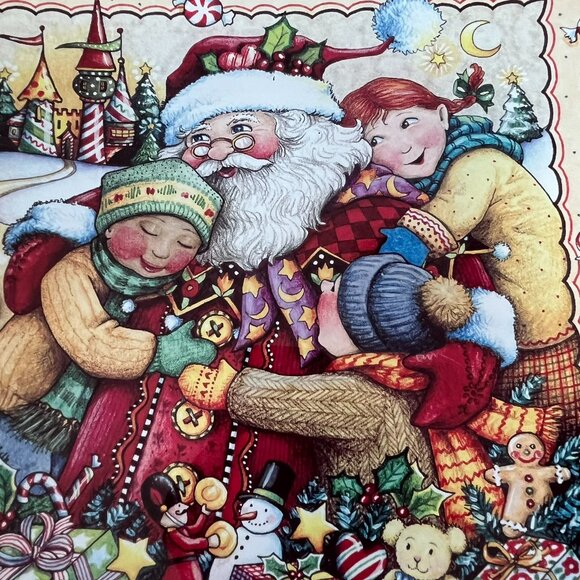 Signed Mary Engelbreit Mark Roberts Christmas Glass Santa Plate Platter 2014 - Picture 4 of 16